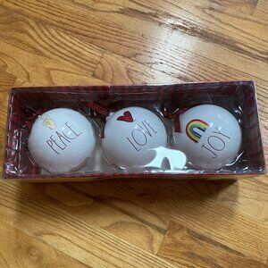 “Peace, Love, Joy” Glass Ornaments - Set of 3